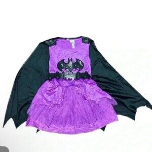 DC Comics Batgirl Costume Set Girls Size 8-10 Purple Dress Cape Belt
